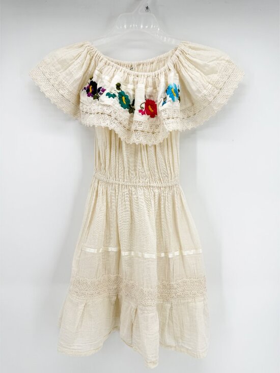 Other - Hispanic Heritage Month Festive Gauze Ivory Embroidered Dress Girls 6